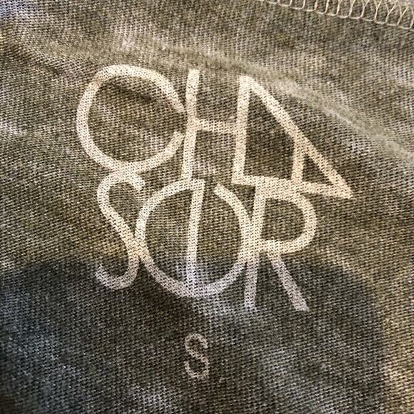 Chaser green white rose guitar graphic open back cutout top size Small - Picture 11 of 12